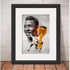 Quadro Pelé Futebol Poster 56x46cm Vidro + Paspatur U2622