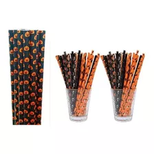 Canudos De Papel Halloween Bebidas/ Decoração Kit Com 50un