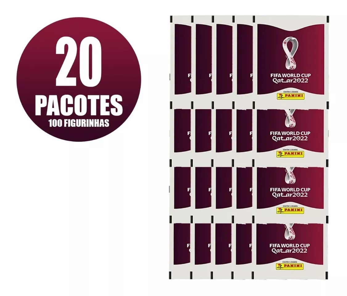 100 Figurinhas (20 Pacotes) Panini Copa Do Mundo 2022 Qatar