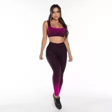 Conjunto Fitness Legging E Cropped Dily Jacquard Rosa I 103