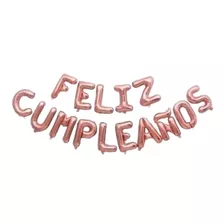 Globos Metálicos Letras Oro Rosa Letrero Feliz Cumpleaños