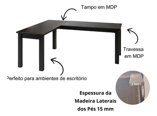 Kit Mesa Escritório 150x150 Cadeira Ergonômica Mesh Detroit