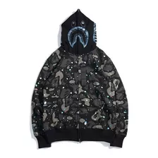 Sudadera Con Capucha Shark Bape Negro Y Blanco