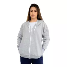 Blusa Moletom Feminino C/ Ziper Aberto Canguru Jaqueta Top