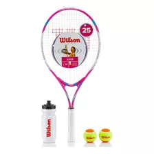 Combo Raqueta Tenis Wilson #25 Niños Con Estuche Y Bolas Color Rosa Chicle Tamaño Del Grip 3