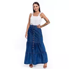 Saia Longa Jeans Evangélica Tecido Leve S3905