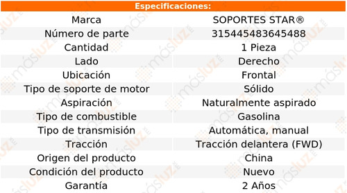 (1) Rep Soporte Trans Del Der Pulsar Nx L4 1.6l 87/90 S Star Foto 2