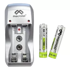 Cargador De Pilas Macrotel + 2 Pilas Recargables Aaa 1000mah