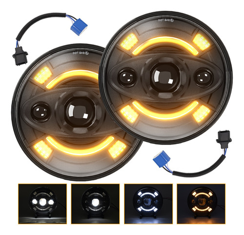 Par 7'' Faros Delanteros Led H4 Halo P/wrangler Jeep Vocho Foto 3