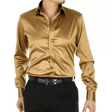 Camisas De Satén Para Hombre, De Seda Regular, Camisas De Ba