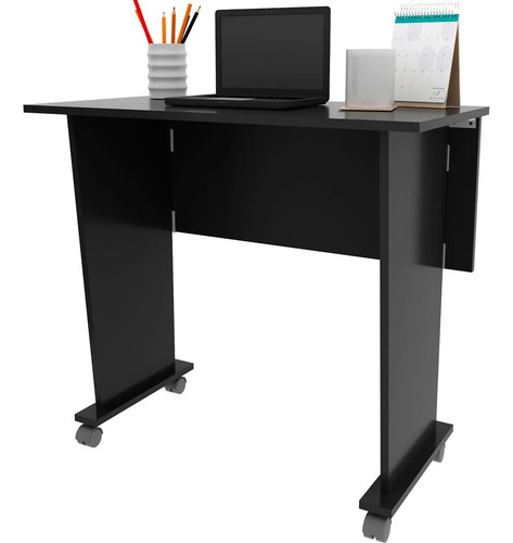 Mesa Escrivaninha Dobrável Com Rodízio Preto