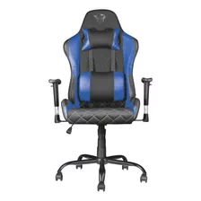 Silla De Escritorio Trust Gxt 707 Resto Gamer Ergonómica Negra Y Azul Con Tapizado De Cuero Sintético