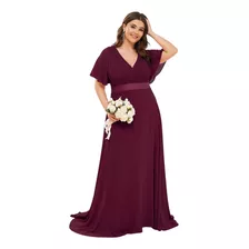 Vestido Elegante Fiesta Ciruela Mulberry Damas H Tallas Extr