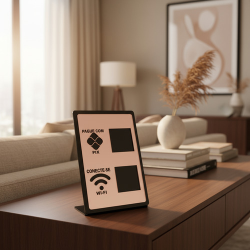 Placa Pix Display Mesa Balcão Pix Wifi Dupla Premium
