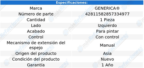 Espejo Chevrolet Aveo 2008 - 2017 Con Control Manual Izq Wld Foto 2