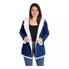 Parka Jaqueta Jeans Maxi Capuz Grossa Forrada Pelinho Pelo