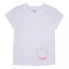 Camiseta Manga Corta Deportiva Para Niñas Gris Offcorss