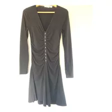 Vestido Negro Dkny Dona Karan Importado Stretch Falda Amplia