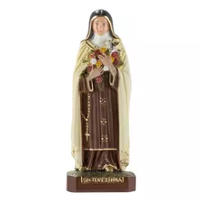 Imagem Santa Terezinha 20 Cm Escultura Gesso Católica Linda Cor Bege E Preto