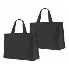 Ecobag Sacola De Lona Colorida 40x32x20cm Kit 2 Peças Preto