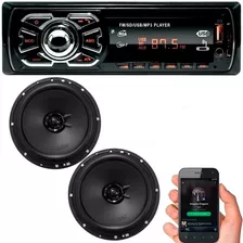 Som Automotivo Bluetooth Usb + Par Alto Falantes 6 Polegadas