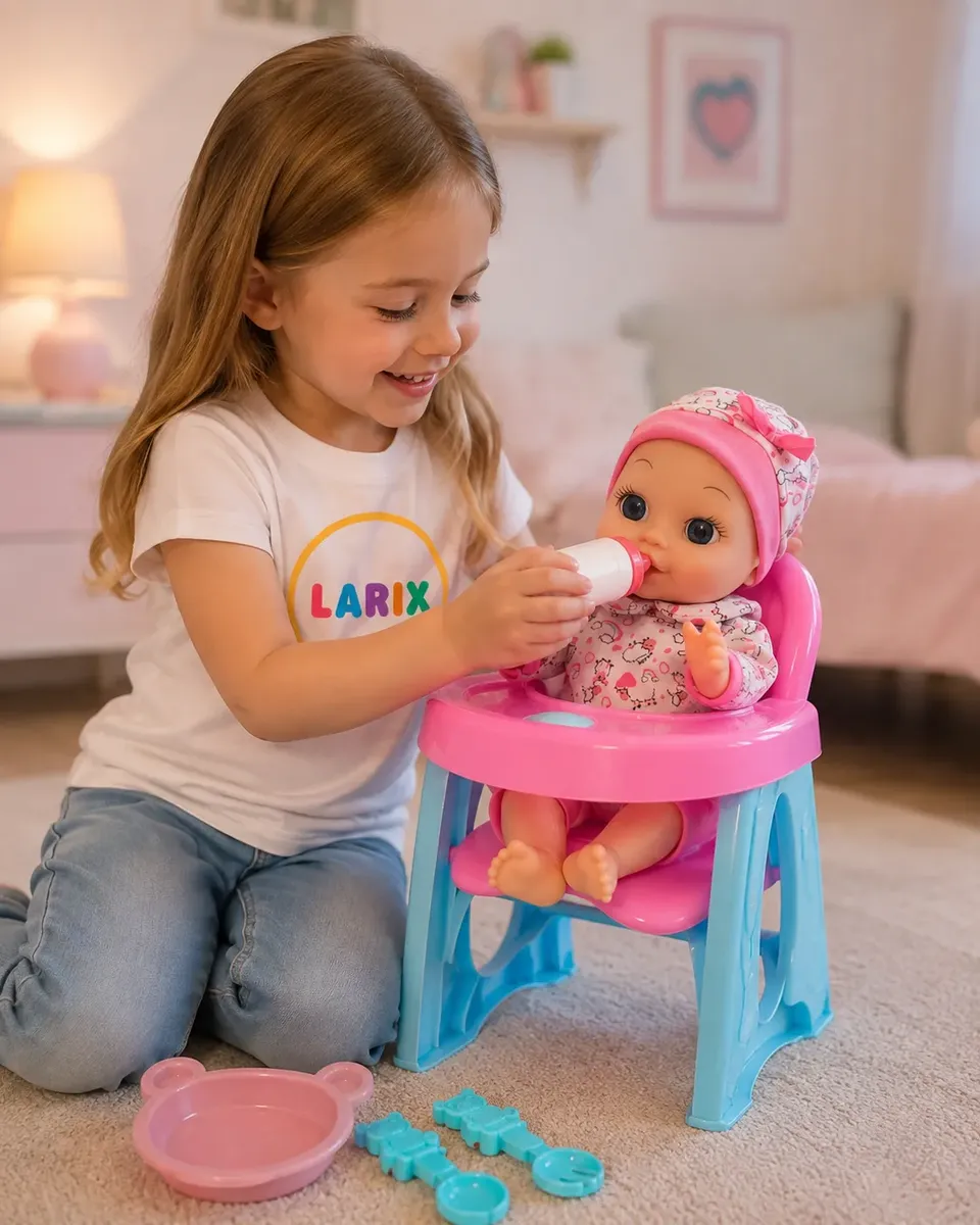 Bebote Con Sillita De Comer Mamadera Accesorios Bebe Muñeca
