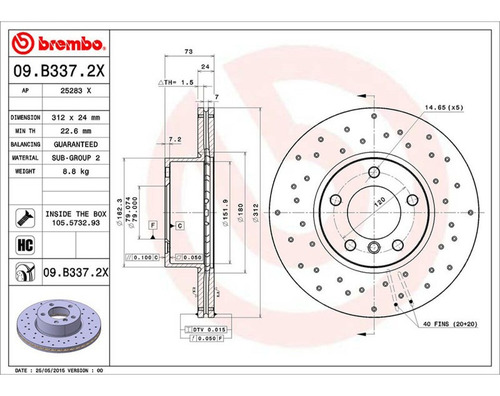 Par Discos Brembo Bmw 320i 2018-2012 328i 13-12 X1 2012 D Xt Foto 2