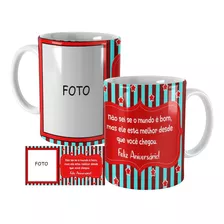 Caneca Personalizada Feliz Aniversário Com Foto E Dizer