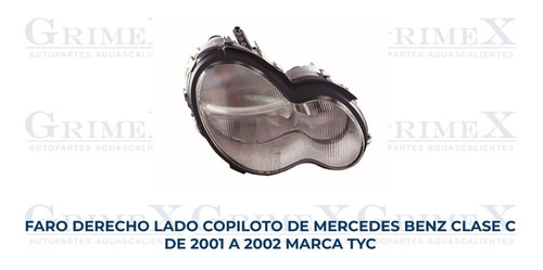 Faro Mercedes Benz Clase C 2001-01-2002-02 Tyc Ore Foto 10