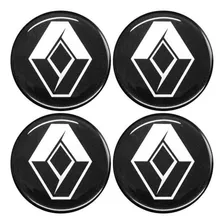 Jogo Emblema Calota Preto Cromado 48mm Renault 2014