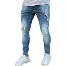 Calça Jeans Masculina Rasgada C/ Elastano Lycra Top De Linha