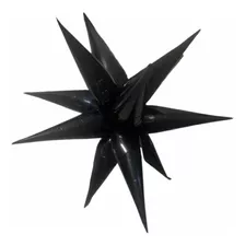 2 Globo Estrella De 12 Picos Metalico Grande Negro 3d