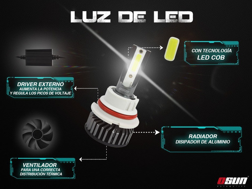 Kit De Led P1 Osun De Alta Intensidad De Aluminio Para Faros Con Luces Alta Y Baja En El Mismo Foco H4 9007 H13 Foto 10