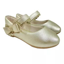 Sapatilha Infantil Klin Princesa Baby Laço Dourado Conforto