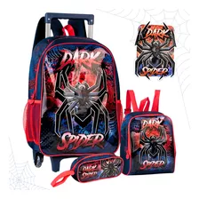 Kit Mochila Infantil Escolar C/ Rodinhas Aranha Grande Homem