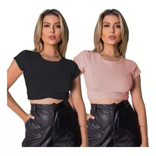 Top Cropped Feminina Malha Modinha Blogueira +7cores Kit C/2