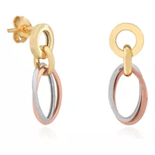 Brinco De Ouro 18k Amarelo, Branco E Rose 3 Cores Cor Amarelo