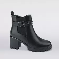 Bota Moto Tacon Medio Tierra Bendita Negro Para Mujer 673a