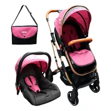 Carriola De Lujo Para Bebe Paseo Ts Elite 999g Color Fucsia Chasis Cobre