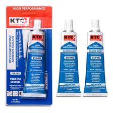 Set X3: Ktc Sellador Adhesivo De Silicona Transparente Rtv 8