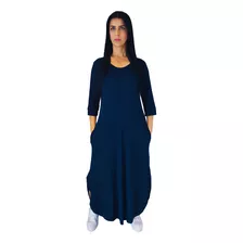 Vestido Plus Size Longo Manga Viscolycra Malha Bolso Promoça