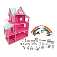 Brinquedo Casa Boneca Com 30 Mini Moveis+parquinho Promoção