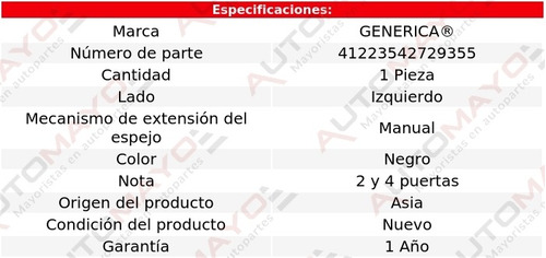 1 Espejo Izq Man Generica Gmc Envoy 03-05 Foto 2