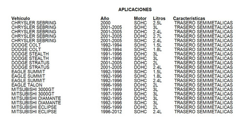 Balatas Trasero Mitsubishi Expo Lrv 1994 1.8l Semimetalicas Foto 2