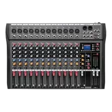 Mesa De Som 12 Canais Bluetooth Usb Mixer Mp3 Visor Le-712