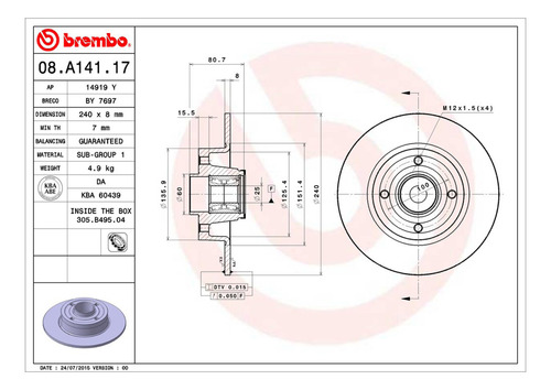 Disco Solido Conductor O Pasajero Trasero Clio 2002-2006 Foto 2