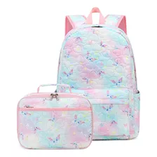 Mochila Escolar Com Estampa De Borboleta Para Meninas Com La