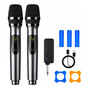 Microfone Sem Fio Duplo Uhf Profissional Preto Recarregável Led Karaokê Palestras Shows Igrejas Apresentações Mzcell