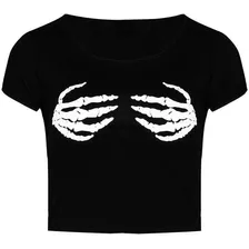 Crop Top Manos Esqueleto Goth Dark Kawaii Halloween