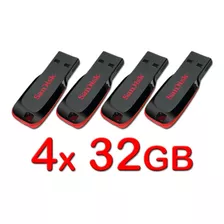 Lote 4 X Sandisk 32gb Cruzer Blade Usb Flash Pen Drive 32 Gb